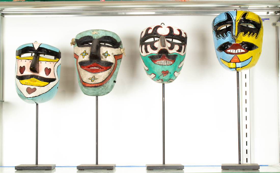 Appraisal: LOT OF MEXICAN VERACRUZ CARVED AND PAINTED CARNAVAL MASKS ON