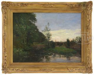 Appraisal: J FOXCROFT COLE American - RIVER LANDSCAPE Oil on canvas