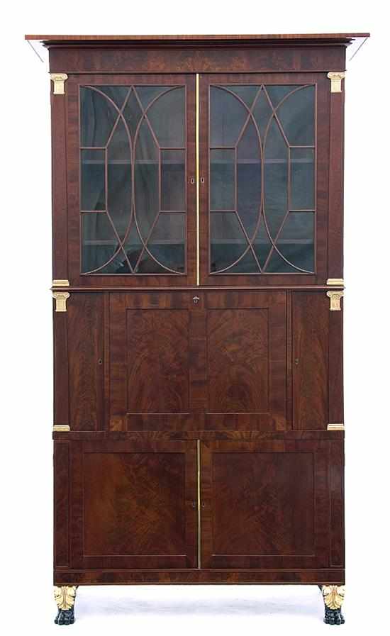 Appraisal: New York Classical mahogany secretary bookcase attributed to Duncan Phyfe