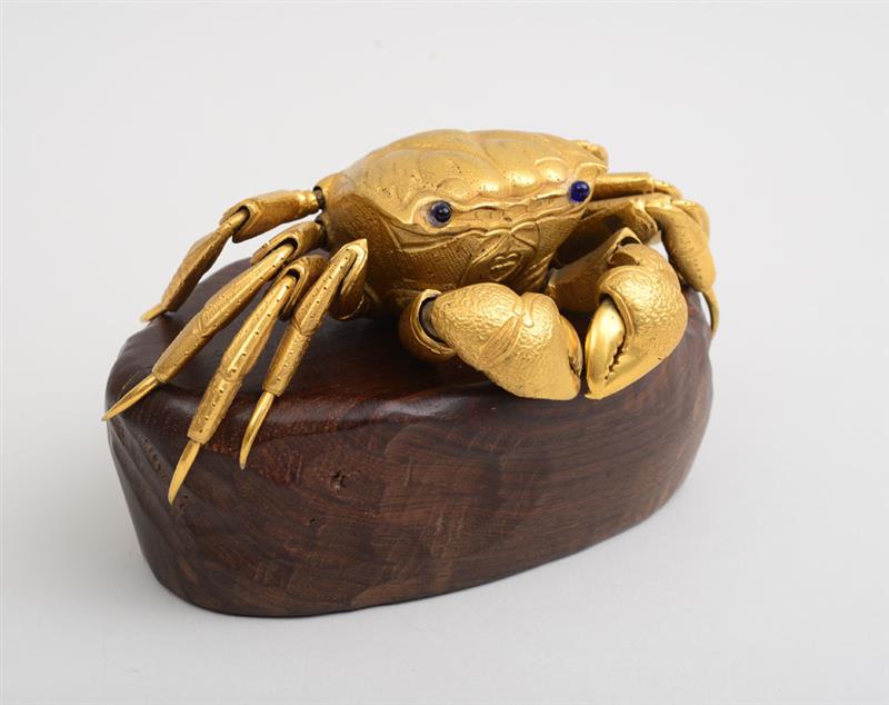 Appraisal: CHINESE GILT-BRONZE ARTICULATED FIGURE OF A CRAB With ten hinged