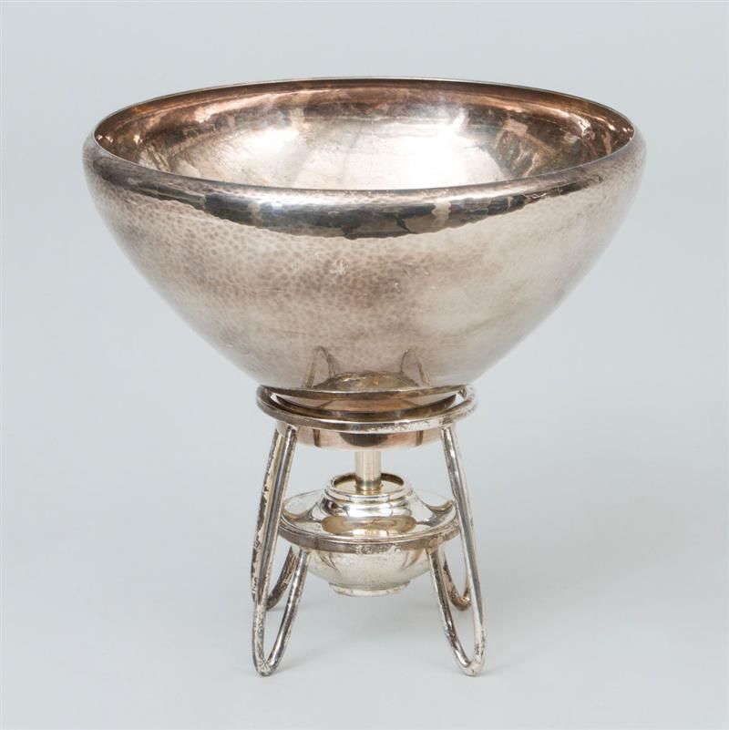 Appraisal: Georg Jensen Silver Bowl Fitted to a silver-plated warming stand