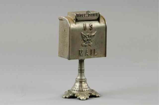 Appraisal: U S MAIL ON PEDESTAL Hubley nickeled cast iron billed