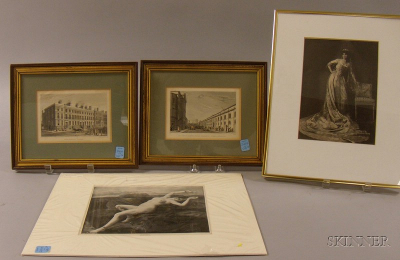 Appraisal: Four Works on Paper unframed photomechanical print entitled Andromeda framed