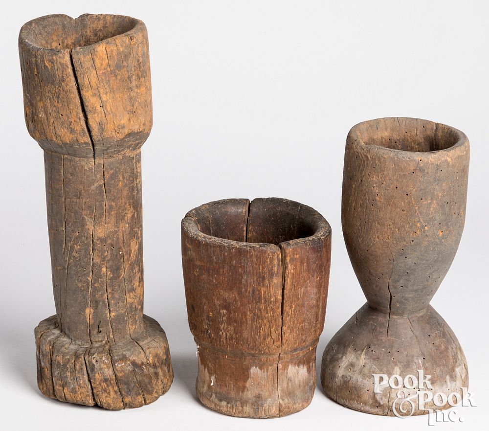 Appraisal: Three Native American Indian dug out mortars Three Native American