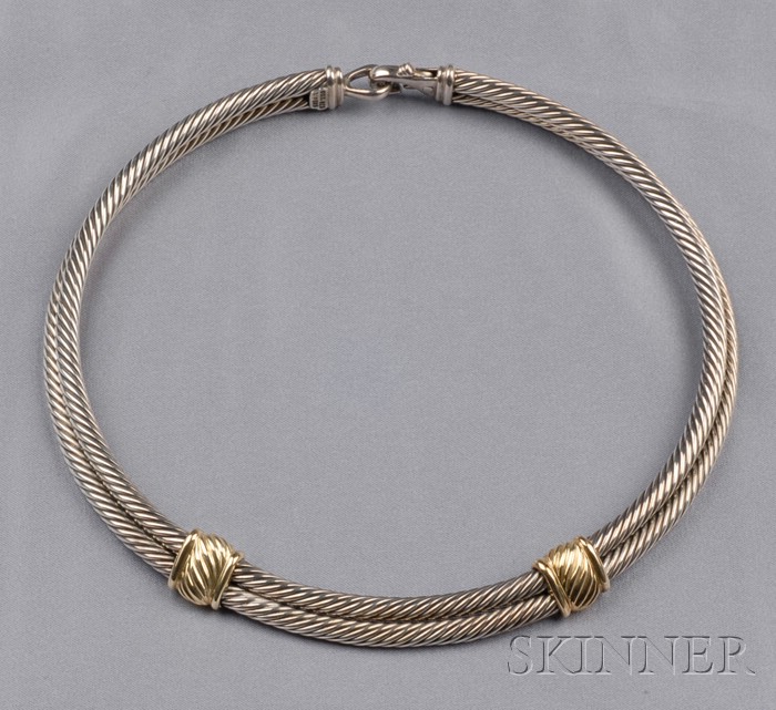 Appraisal: Sterling Silver and kt Gold Collar David Yurman the cable