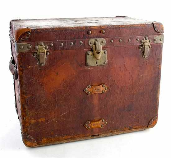 Appraisal: Louis Vuitton leather trunk early th century covered in brown