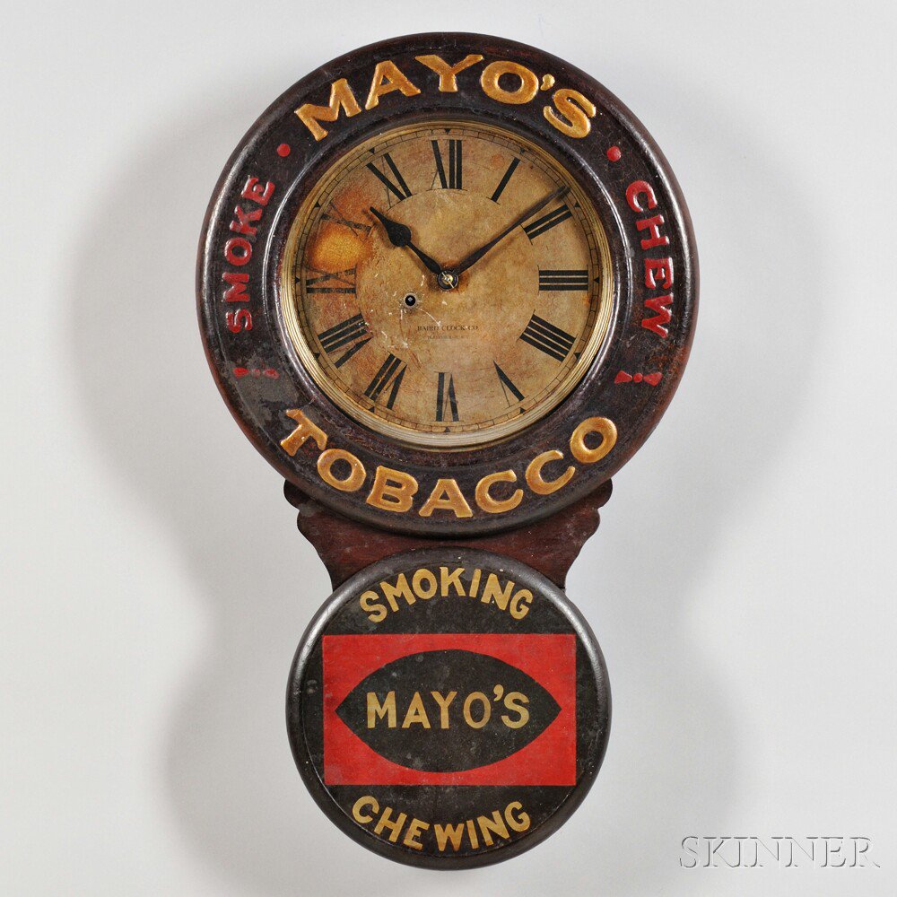 Appraisal: Mayo's Tobacco Advertisement Clock Baird Clock Co Plattsburgh New York