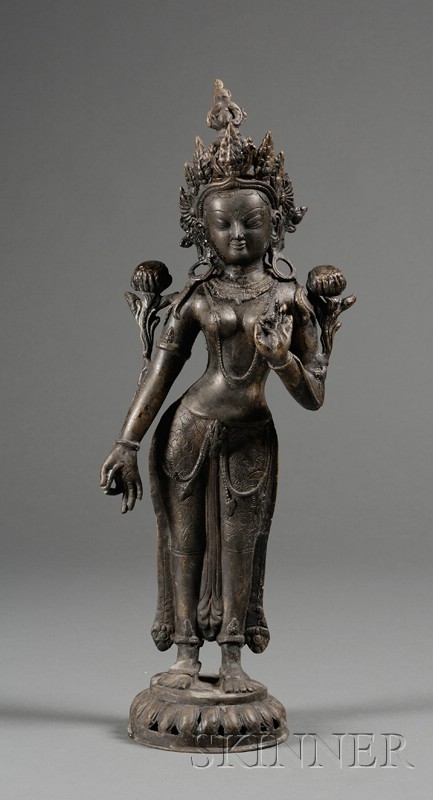 Appraisal: Bronze Figure of Tara Nepal th century figure standing on