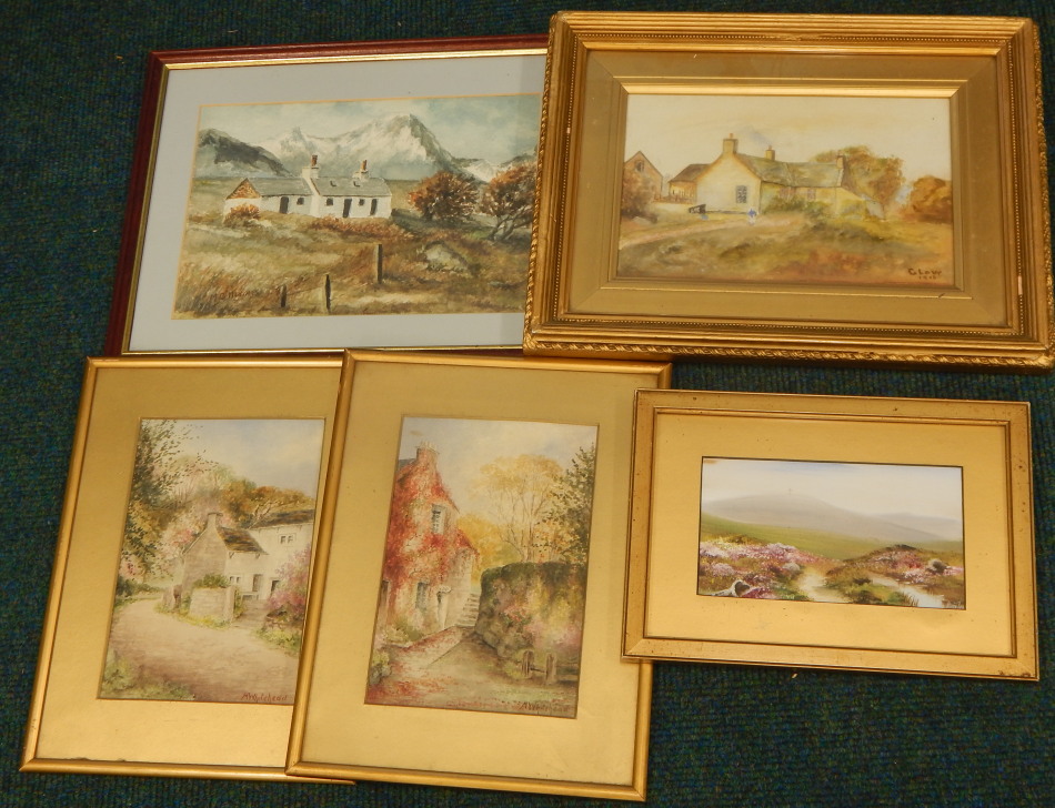 Appraisal: M B Hughes Cottages in landscape and various other watercolours