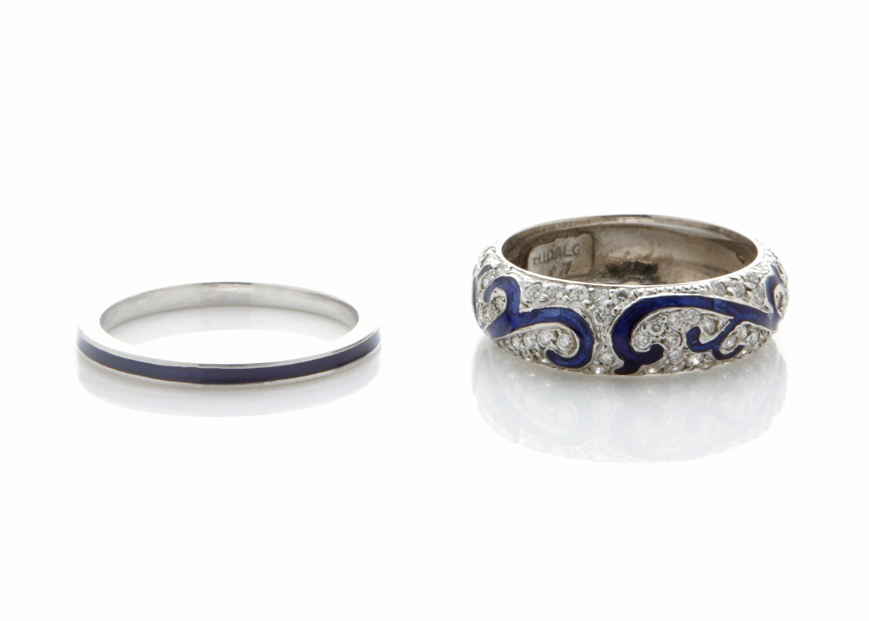 Appraisal: A set of two enamel diamond and k white gold