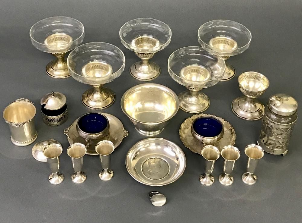 Appraisal: Grouping of Sterling Silver Tableware Five sterling silver and glass