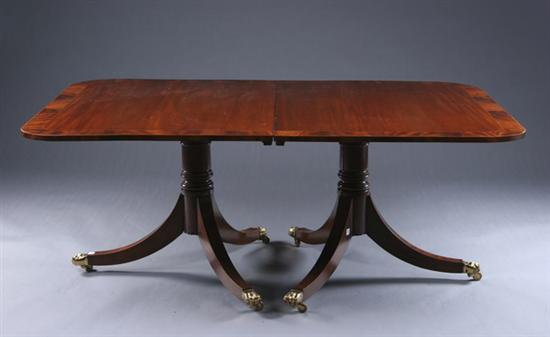 Appraisal: GEORGE III REGENCY STYLE TWO-PEDESTAL DINING TABLE th century Flame