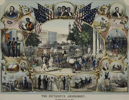 Appraisal: SLAVERY AND ABOLITION The Fifteenth Amendment Elaborate hand-colored lithographic print