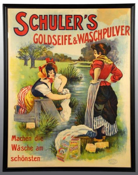 Appraisal: Paper Schuler's Washing Powder Poster Description German Beautiful colors but