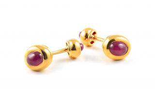 Appraisal: A Pair of Ruby Cufflinks by Tiffany Co Designed as