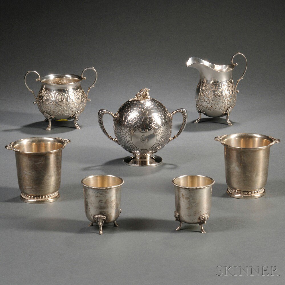 Appraisal: Seven Pieces of Small Sterling Silver Tableware a Baldwin Miller