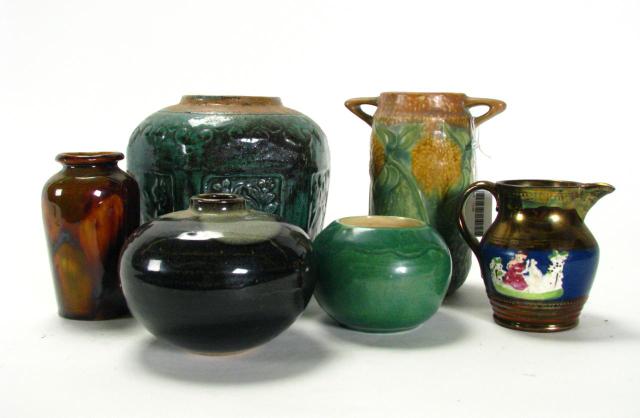 Appraisal: Group of Assorted Vintage Decorative Pottery including Chinese stoneware jar