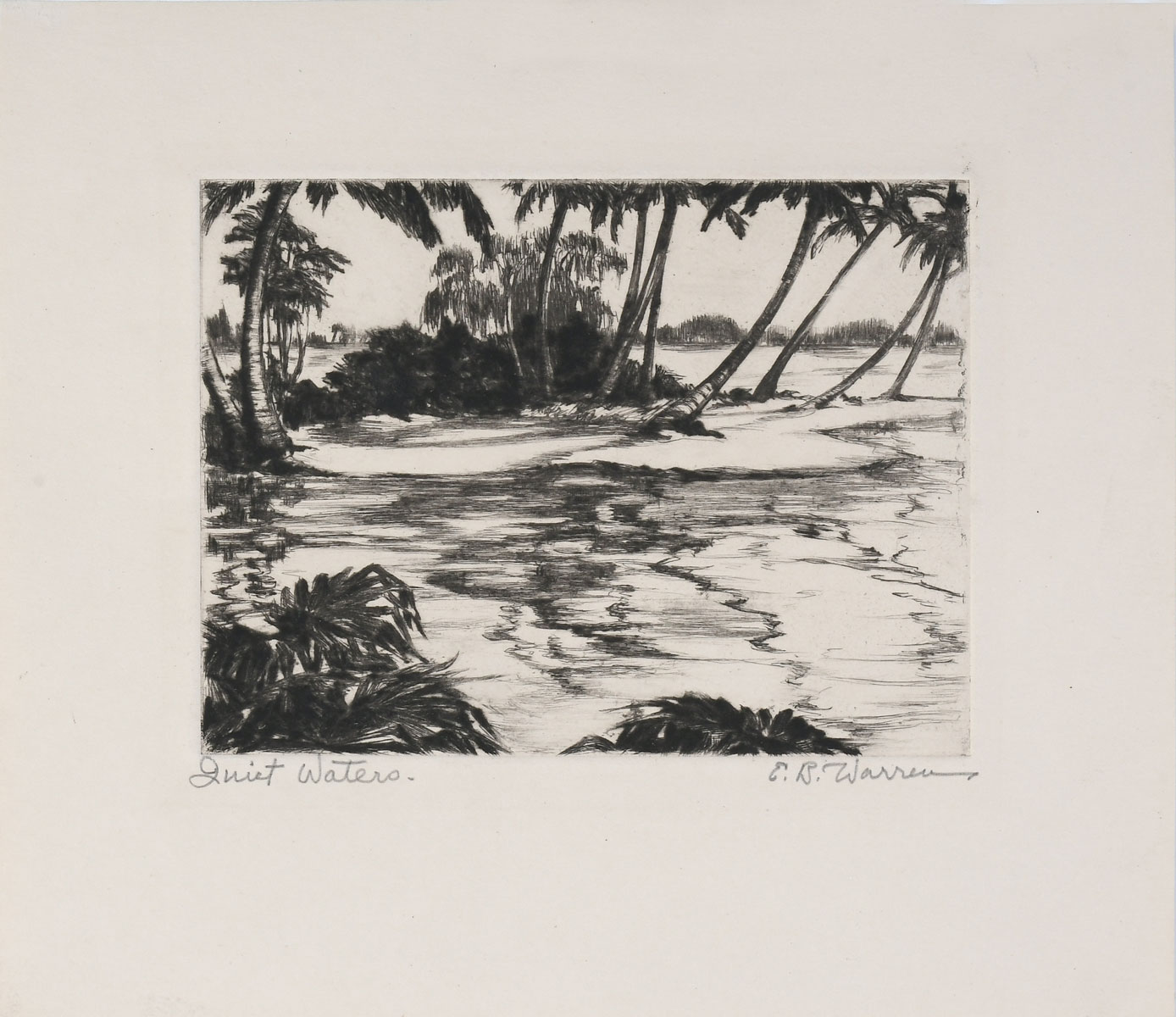 Appraisal: WARREN Elizabeth Boardmen EB American - ''Quiet Water '' etching