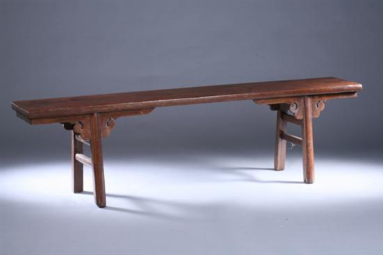 Appraisal: CHINESE WALNUT BENCH Qing Dynasty circa Shanxi Province Rectangular top