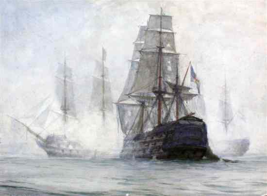 Appraisal: Gregory Robinson - watercolour HMS Victory at the Battle of