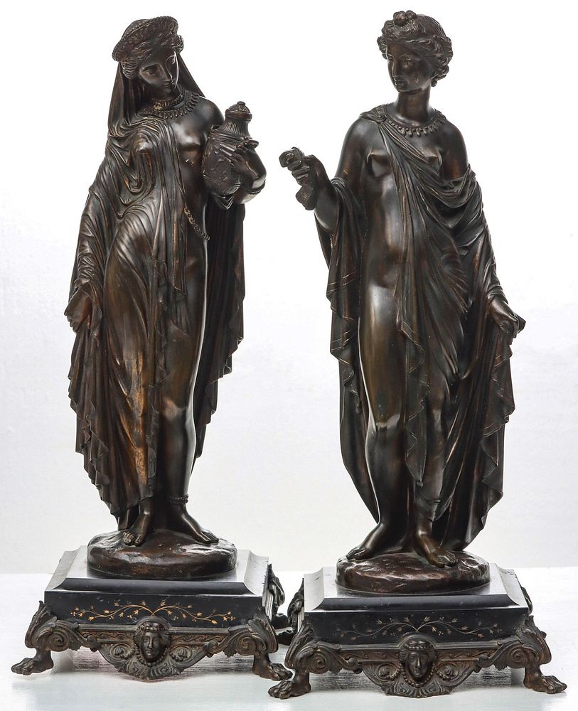 Appraisal: BRONZE GARNITURE AFTER JEAN PRADIER AND JOSEPH MARIN Circa s