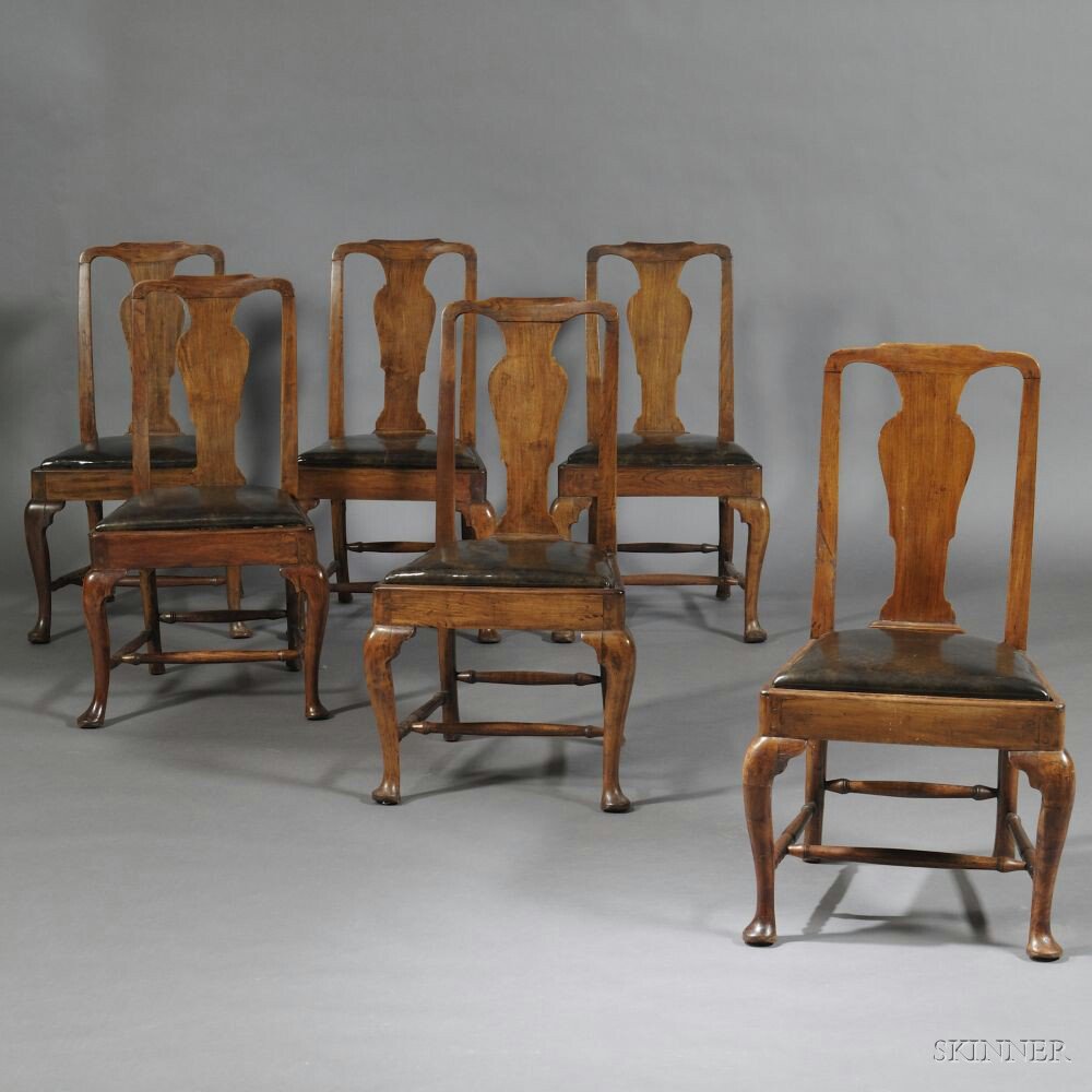 Appraisal: Six Queen Anne Elm and Fruitwood Side Chairs England th