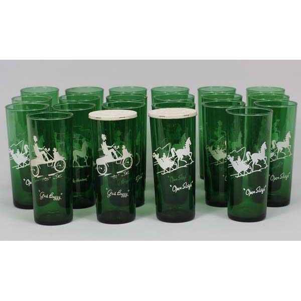 Appraisal: Two sets of eleven Pyro Green Glass Polk's Creamed Cottage