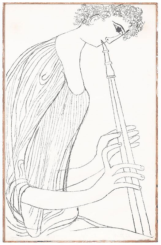 Appraisal: Ben Shahn New York - Young Boy Playing Double Oboe