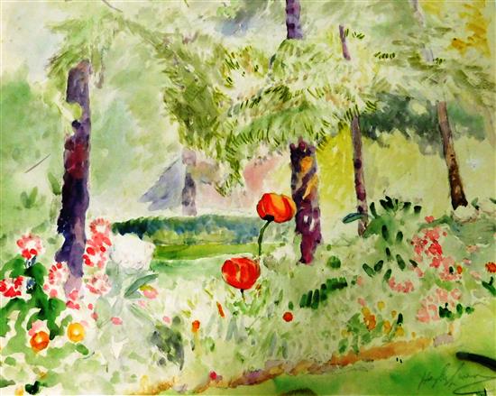 Appraisal: Hayley Lever Australian - Tulip Patch watercolor on paper signed