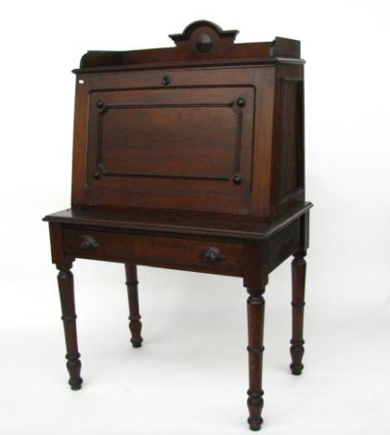 Appraisal: Antique slant-front desk secretary two-piece with upper section with flip-down