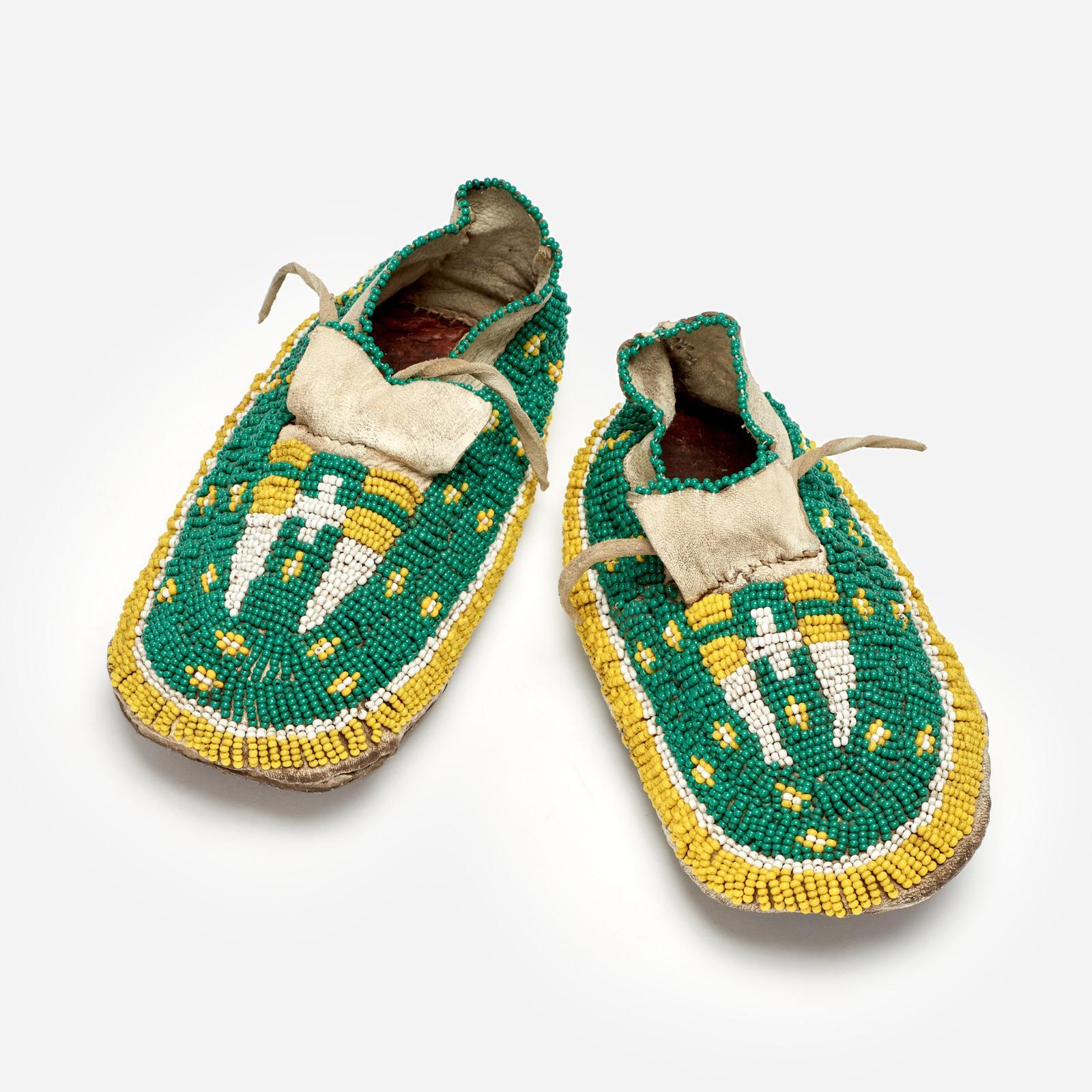 Appraisal: PAIR OF FULLY BEADED CHILD'S MOCCASINS A pair of Native