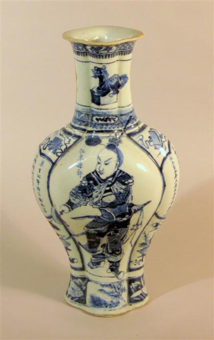 Appraisal: Chinese blue and white porcelain vase Qing dynasty Of lobed