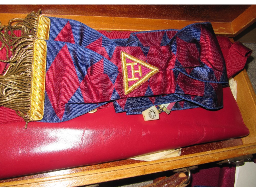 Appraisal: Lot comprising three cases of Masonic regalia and ephemera including