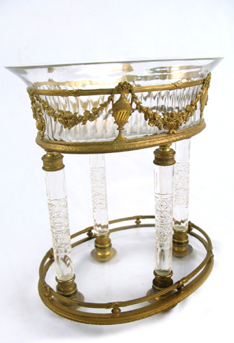 Appraisal: FRENCH GILT BRONZE AND CRYSTAL CENTER PIECE The ovoid top