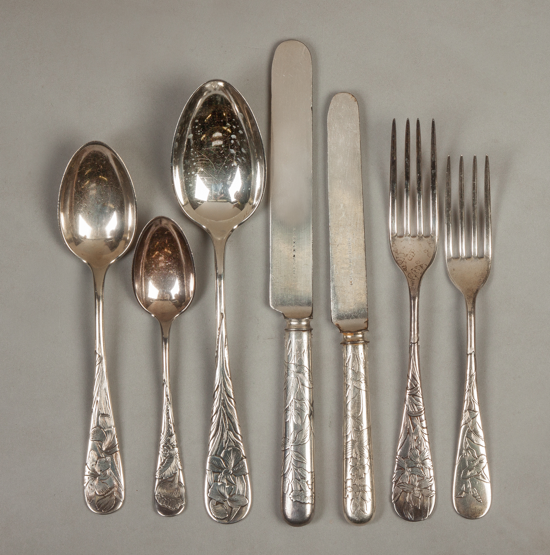 Appraisal: Gorham Sterling Silver Flatware Total pieces ozt Monogrammed Knives L