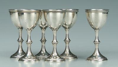 Appraisal: Six sterling goblets York pattern Chicago Silver Co chalice form