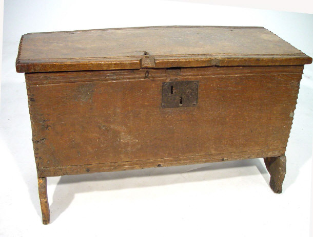 Appraisal: Small th Century oak coffer with single planked top cm