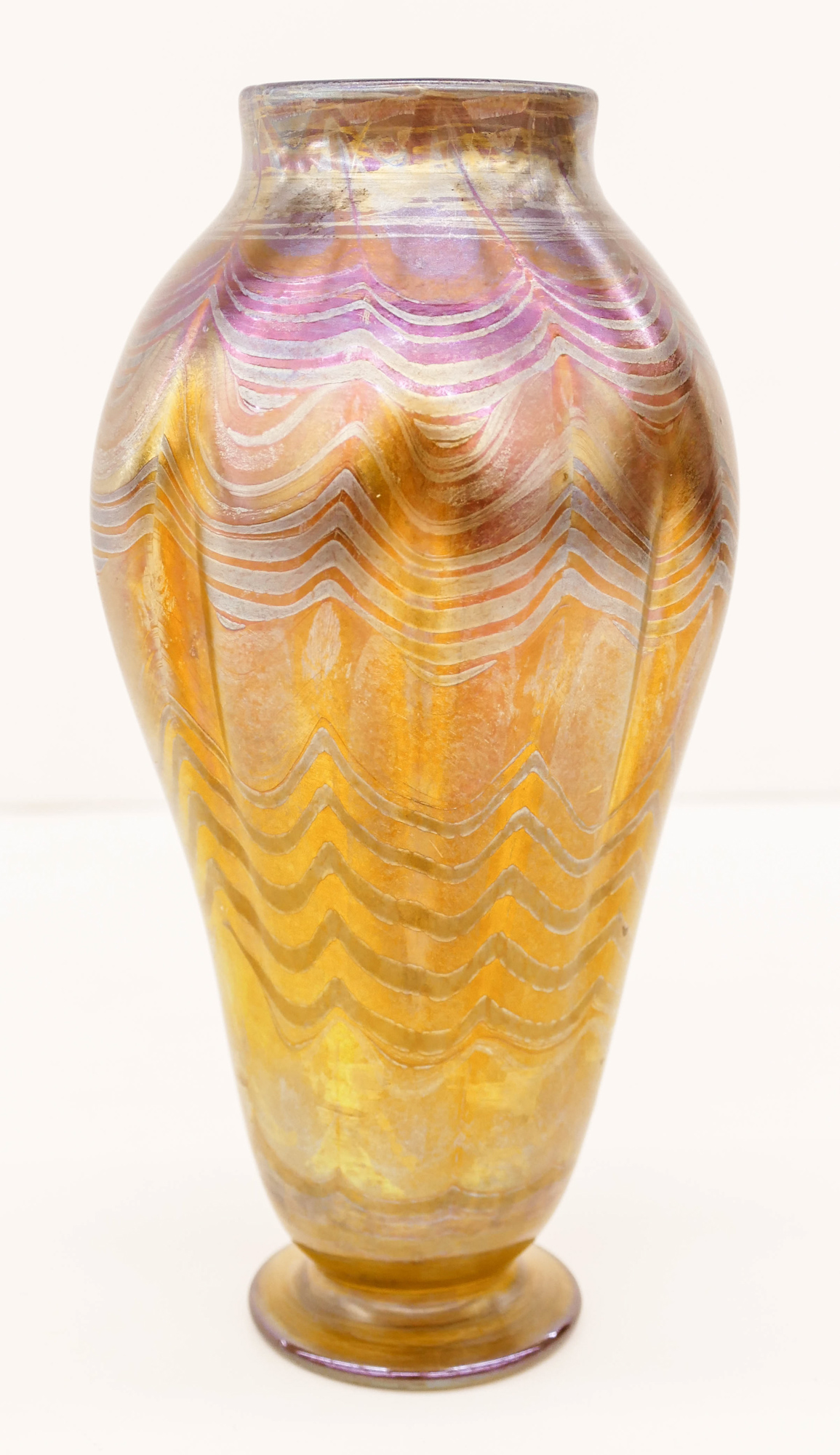 Appraisal: L C Tiffany Gold Iridescent Glass Vase ''x '' Unusual