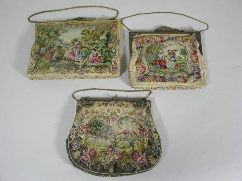 Appraisal: Three Vintage Petit Point Evening Bags each with clasp and