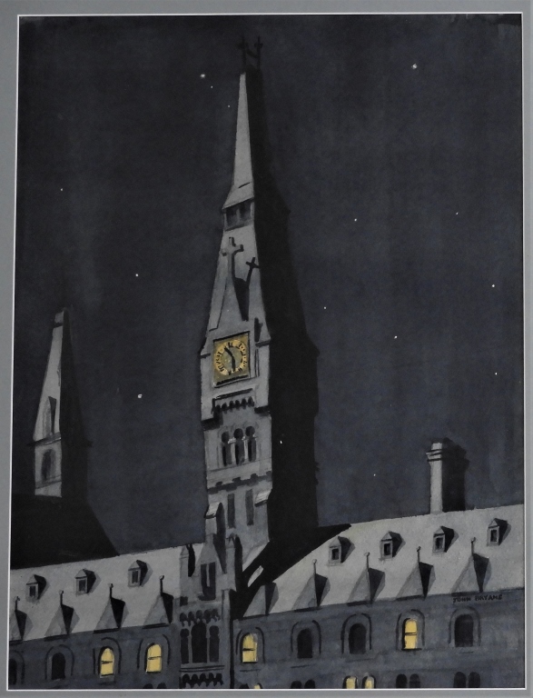 Appraisal: JOHN BRYANS NOCTURNAL STARDUST CATHEDRAL PAINTING Ohio b Depicting a