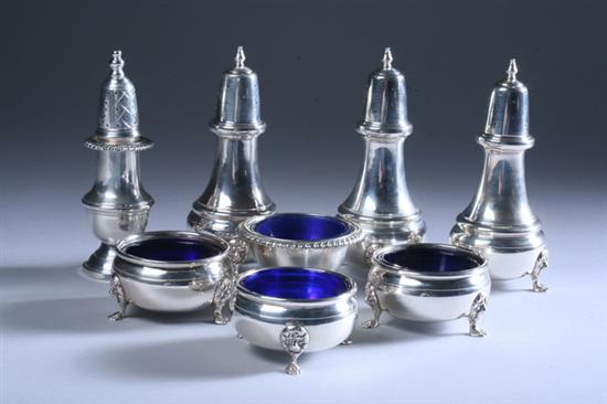 Appraisal: THREE BALDWIN MILLER STERLING SILVER OPEN SALTS WITH MATCHING PEPPER