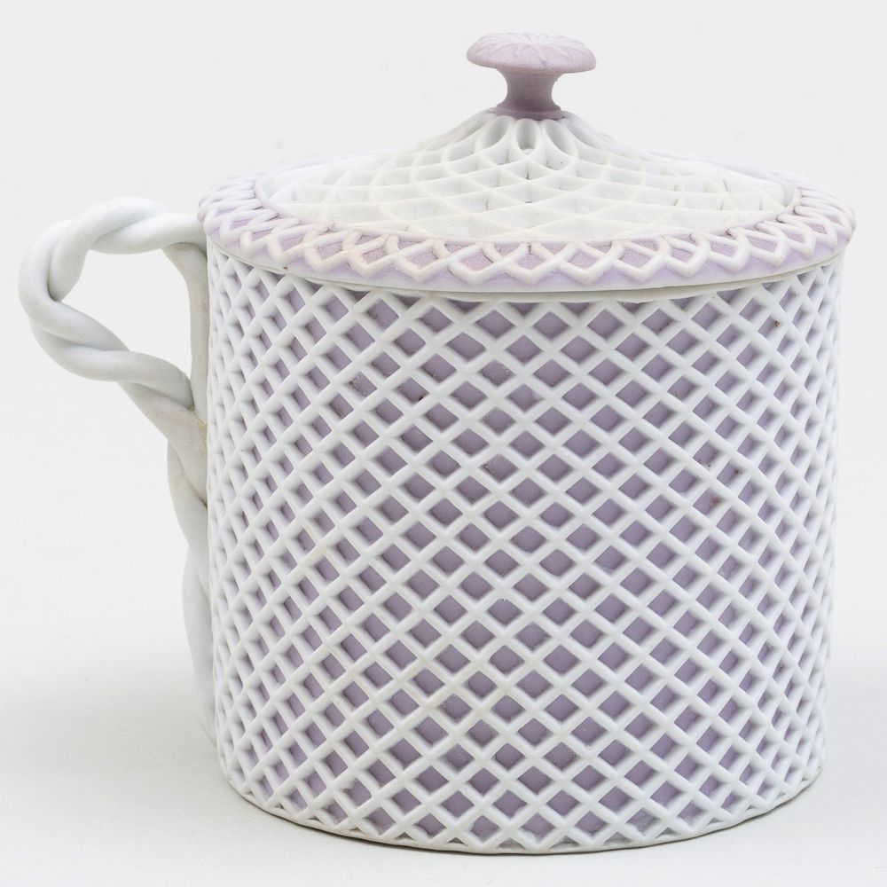 Appraisal: Wedgwood Lilac and White Jasperware Reticulated Cup and Cover Impressed