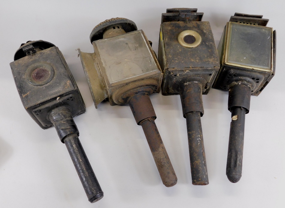 Appraisal: Various late th early thC coaching lamps each with painted