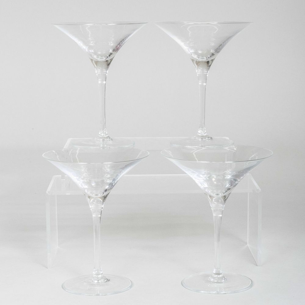 Appraisal: Set of Four Cartier Colorless Glass Martini Glasses Acid stamp