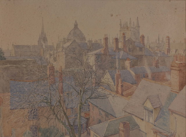 Appraisal: BERNARD CECIL GOTCH - Rooftops in Holywell Oxford signed watercolour