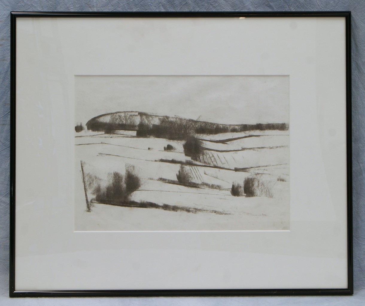 Appraisal: Tom Bostelle American PA - charcoal on paper Field landscape