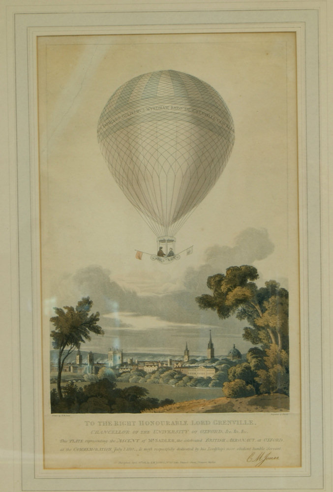 Appraisal: E M Jones hand-colored engraving The Ascent of Mr Sadler