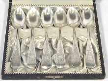 Appraisal: A set of six engraved standard silver tea spoons in