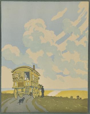 Appraisal: John Hall Thorpe Australian British - The Caravan Four-color woodcut