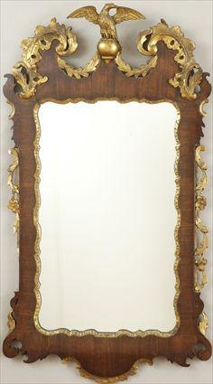 Appraisal: Chippendale-Style Mahogany and Parcel-Gilt Wall Mirror x in